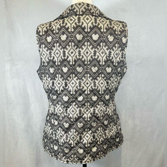 Coldwater Creek gray and white snowflake print puffer vest size XS - Picture 4 of 6